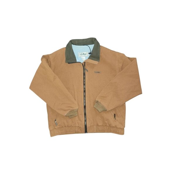 L.L. Bean Jackets & Blazers - LL Bean Barn Jacket Chore Coat Canvas Wmn L Brown Full Zip USA Made